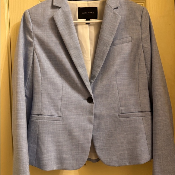 Banana Republic Light Blue Blazer – Petite 6P | Tailored One-Button Suit Jacket - Picture 3 of 3